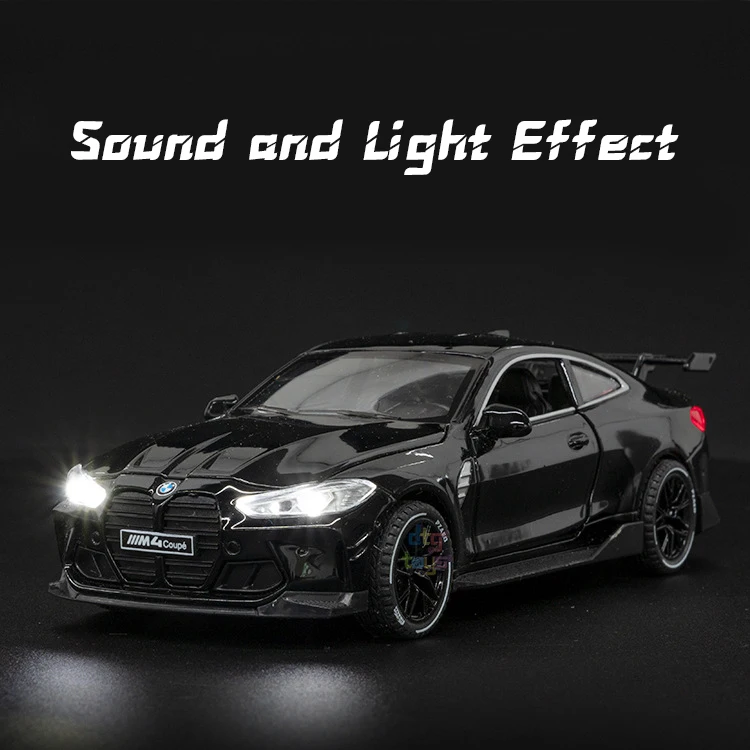 NewAo Hot Selling Diecast Toys Model Car 1/32 M4 4 Door Opening Pull Back with Sound and Light Effects Toy Vehicle