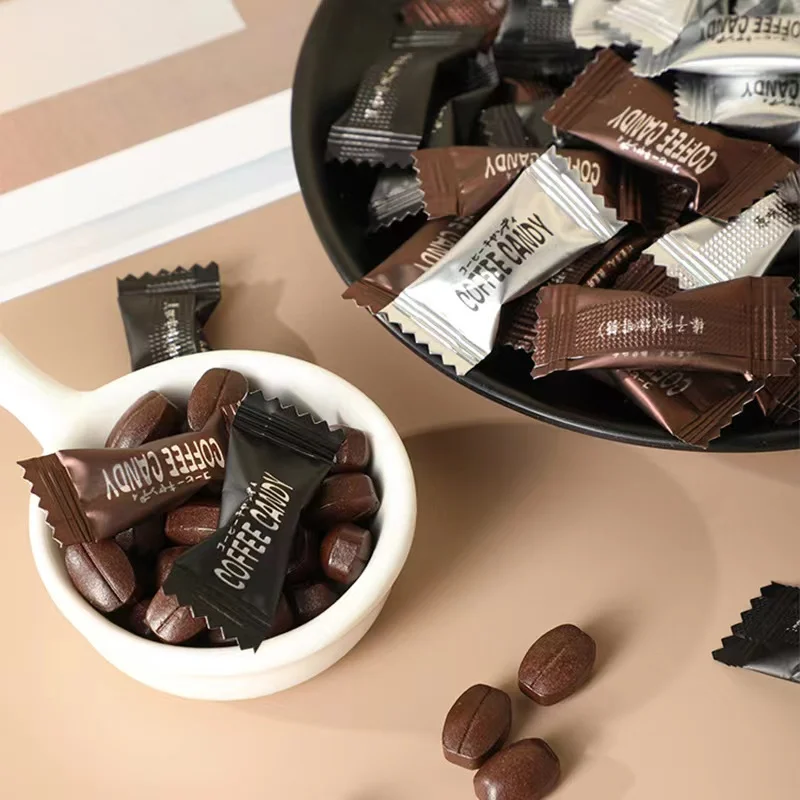 Hot Selling Individual Wrapped Sweets Hard Candy Coffee Chewable Tablets Candy OEM Coffee Bean Candy
