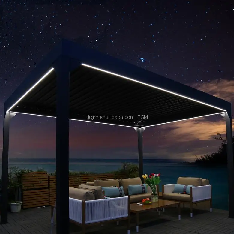 
Waterproof Louvre Roof System Motorized Aluminum Gazebo Adjustable Pergola 