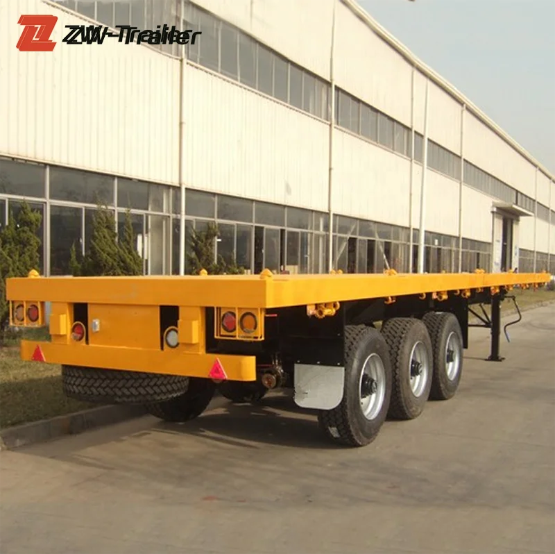 Used 2 3 4 Axles 60 Tons 80 Ton Flatbed Semi Truck Trailers Flatbed Trailers