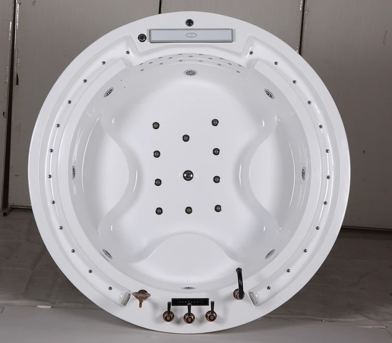 Double round whirlpool tub freestanding whirlpool circle massage bathtubs jet whirlpool bathtub with tv