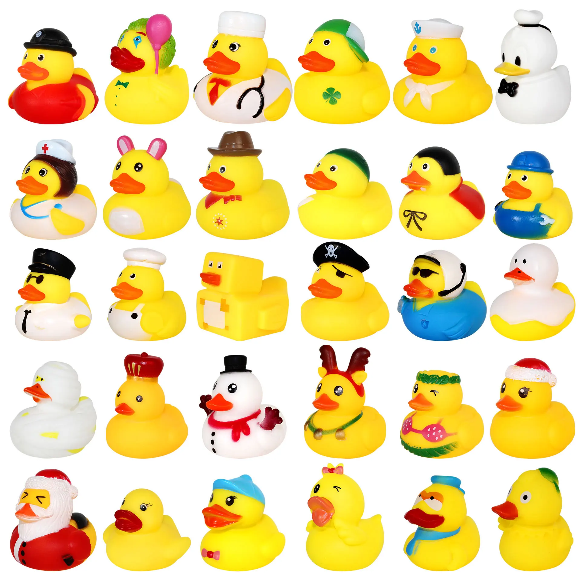 Promotion Customized Plastic Toys Animal Float Race Assorted Black Printed Ducks Bulk Bathtubs Squeezing Teatubs Rubber Ducks