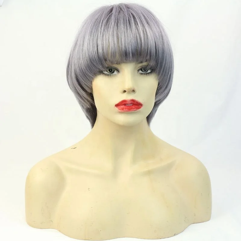 
2019 оптовая продажа Бразильские Человеческие волосы remy в коротком стиле; Светло-коричневый 8 дюймов седые волосы парик шнурка Боб синтетические парики из искусственных волос 