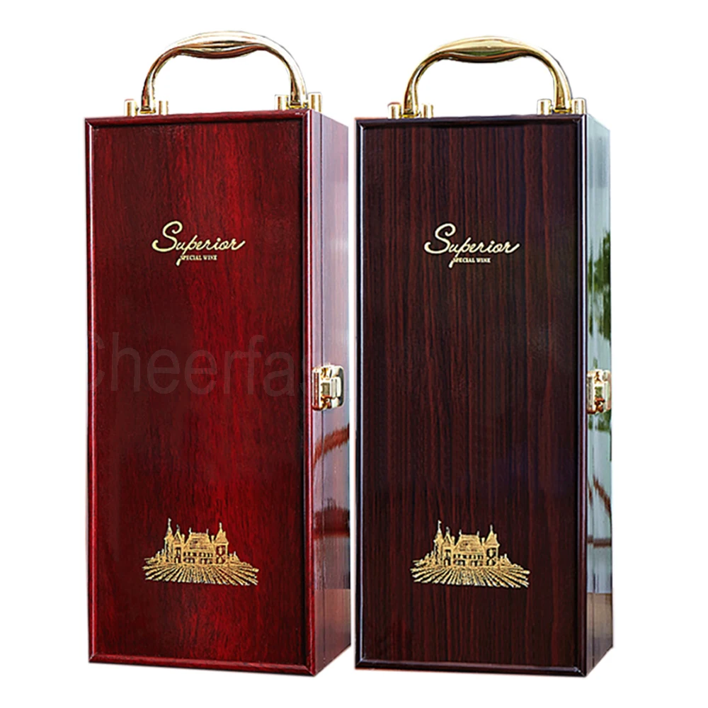 Большая деревянная коробка для вина из розового дерева, деревянная бутылка для подарка