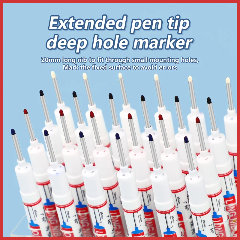 Water Resistance 20 mm Long Nib Markers Deep Hole Marker Pen for Production Mark Woodworking Marker Long Nib Pen