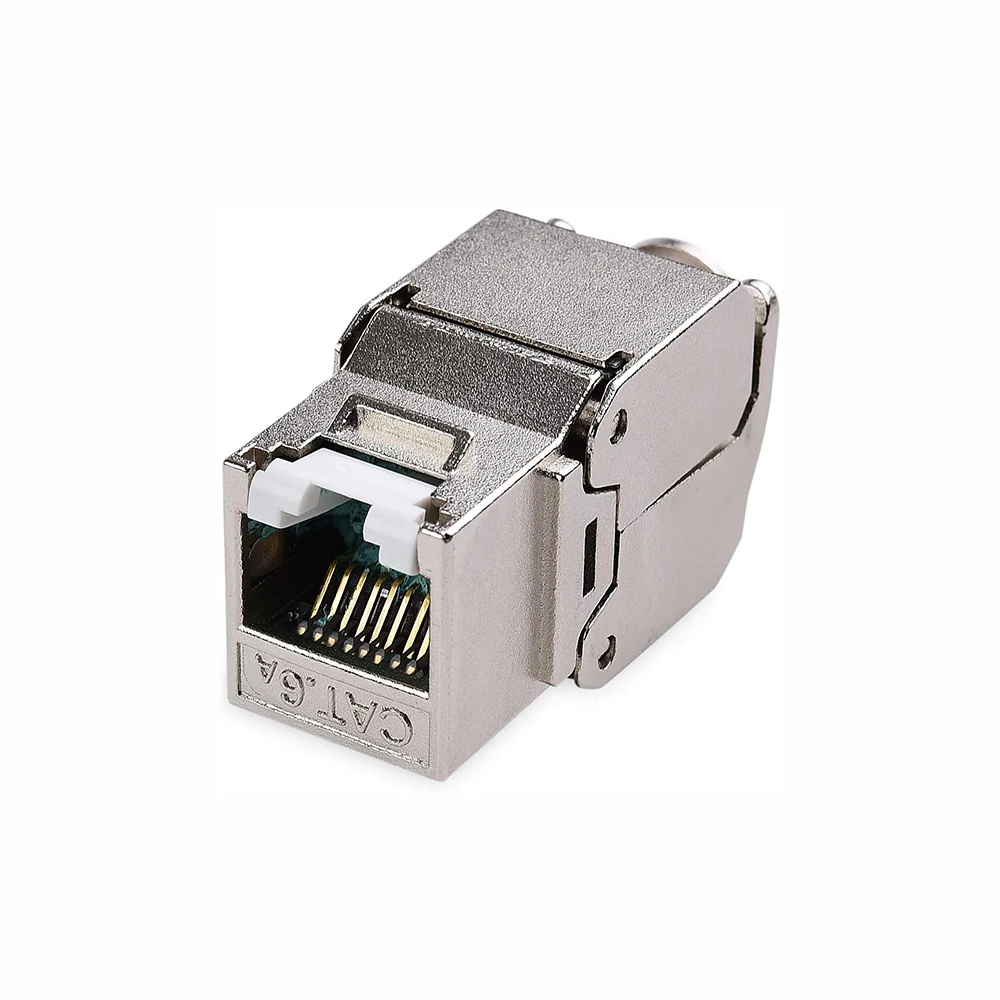 Module Toolless Cat6a Rj45 Shielded Keystone Jack With Integrated Shutter
