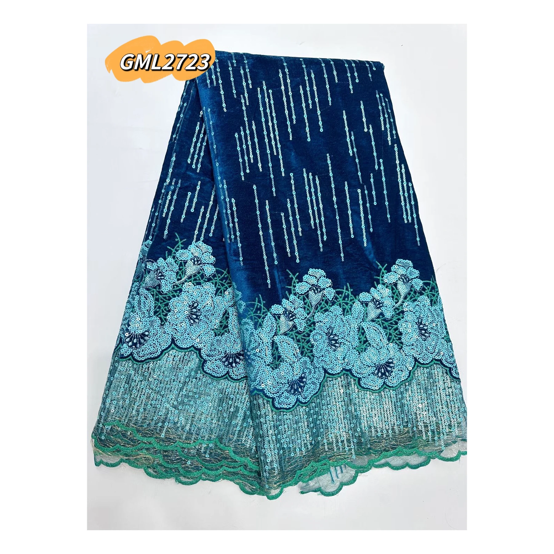 inmyshop 2023 African Sequins Velvet Lace Soft with beads High Quality Stretch Embroidery Nigerian Lace For Bridal Dress Made