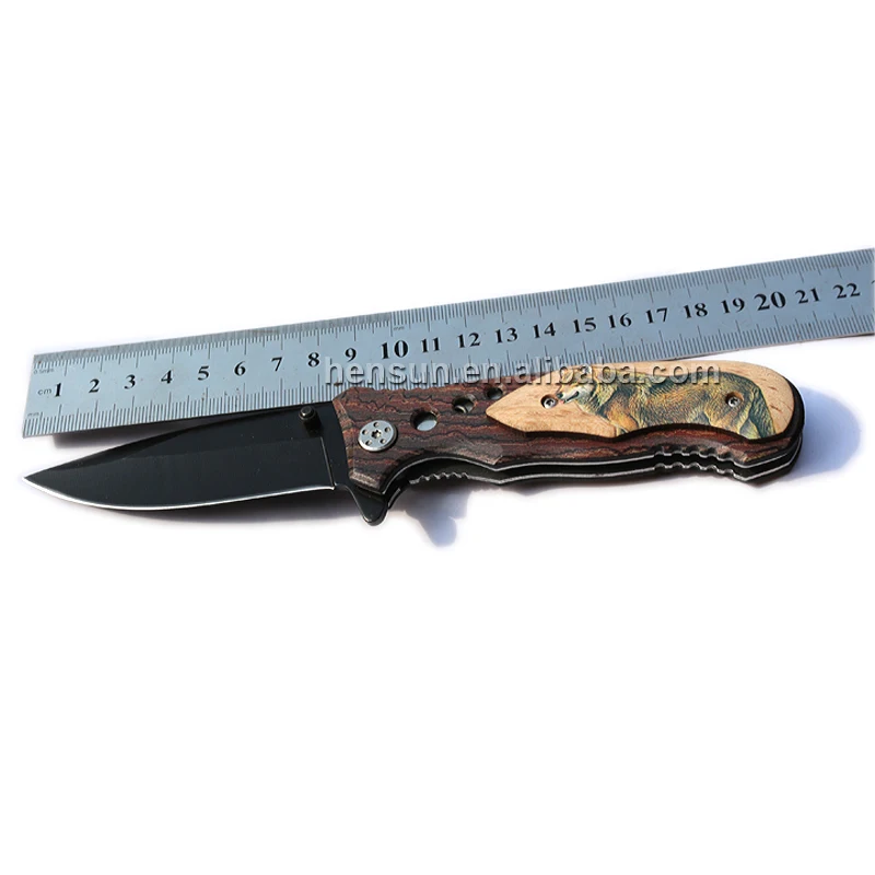  Knives Pocket Wood Wooden Handle Folding Foldable Blade Stainless Steel Knife Survival