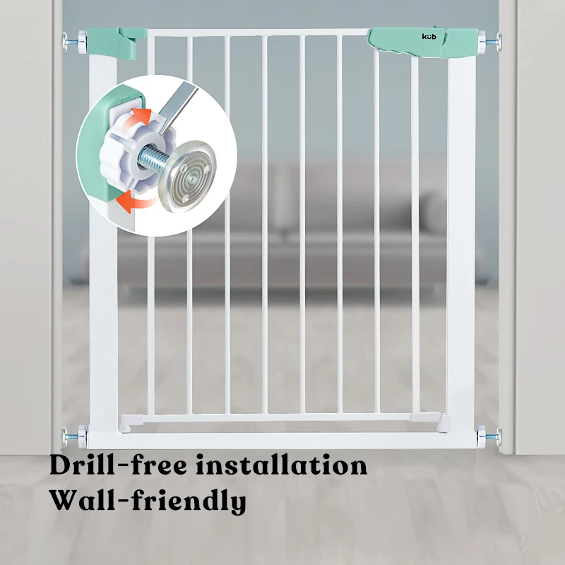 KUB Eco-Friendly Safe Durable Retractable Baby Safety Gate Material No Holes Needed Baby Gates Fence for Stairs Home