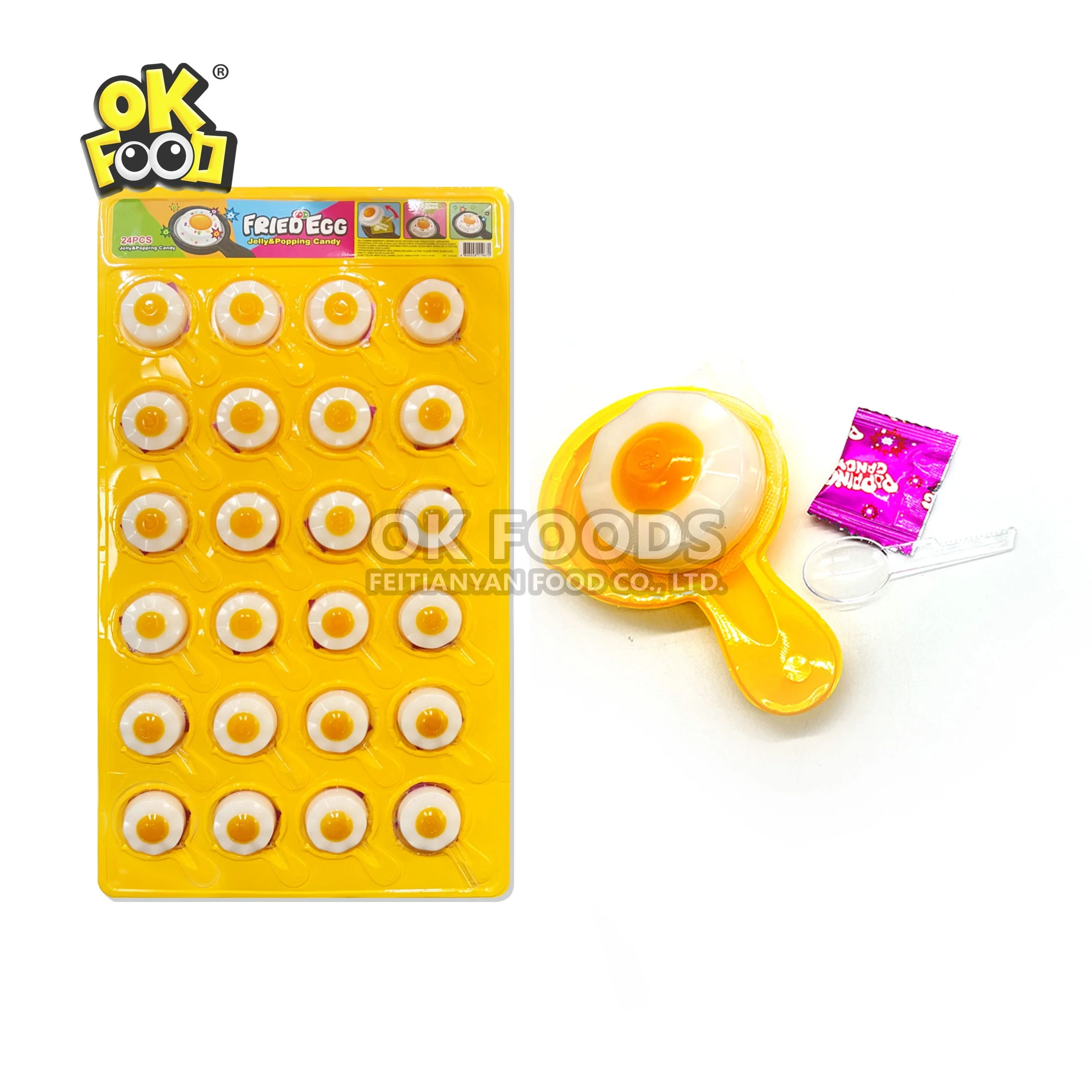 2022 high quality fun popping candy with fruit flavored omelette shaped jelly pudding No.1060