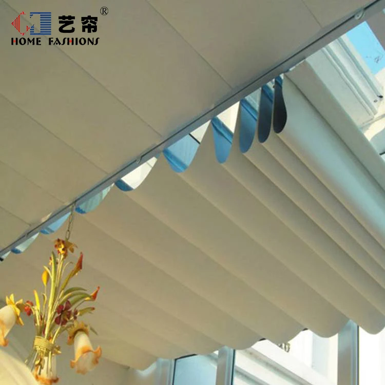 FCS Skylight Blinds Motorized Yi Lian2022 Double Energy Saving Retractable Skylight Folding Ceiling Curtain Fabric Wave Support