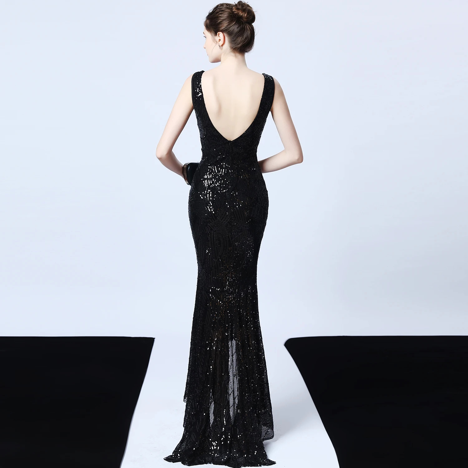 18016#Mid-Short women sequin grown off shoulder haute evening dresses short plus size dress  bridesmaid dress