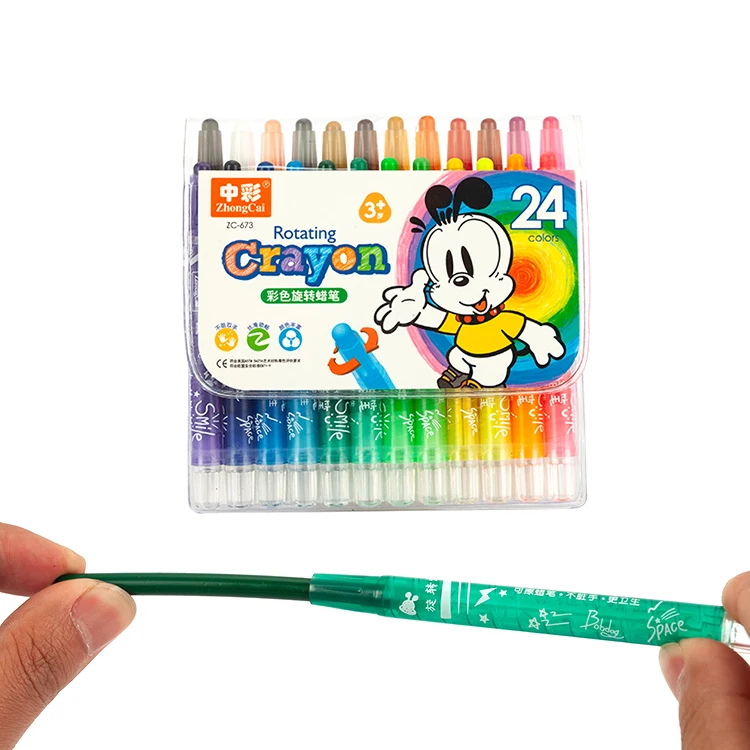 Factory Customization Fancy 24 Color Non Toxic Twist Plastic Rotation Silky Crayon Smooth Drawing Crayon