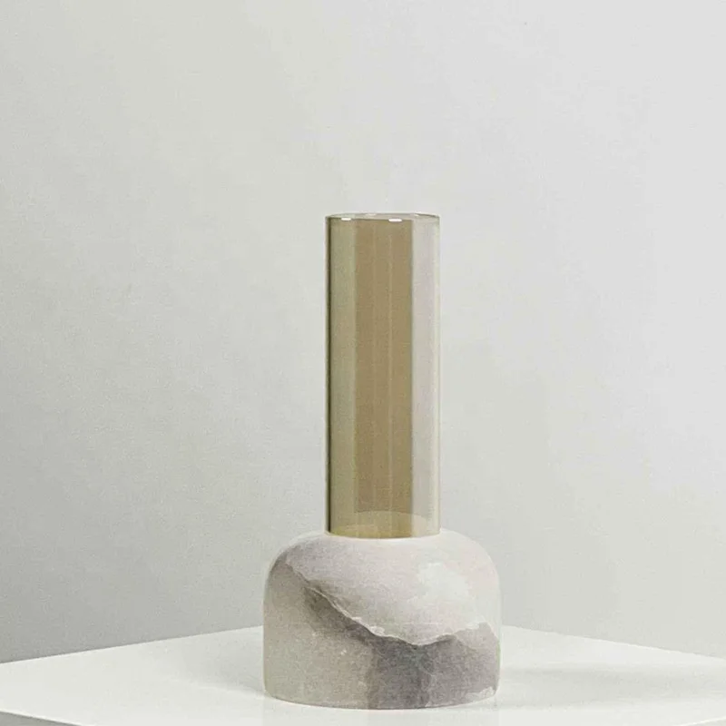 stonekocc Spanish Alabaster White Marble Decorative Vessels High-grade Flower Arrangement Living Room Hotel Vase Crafts