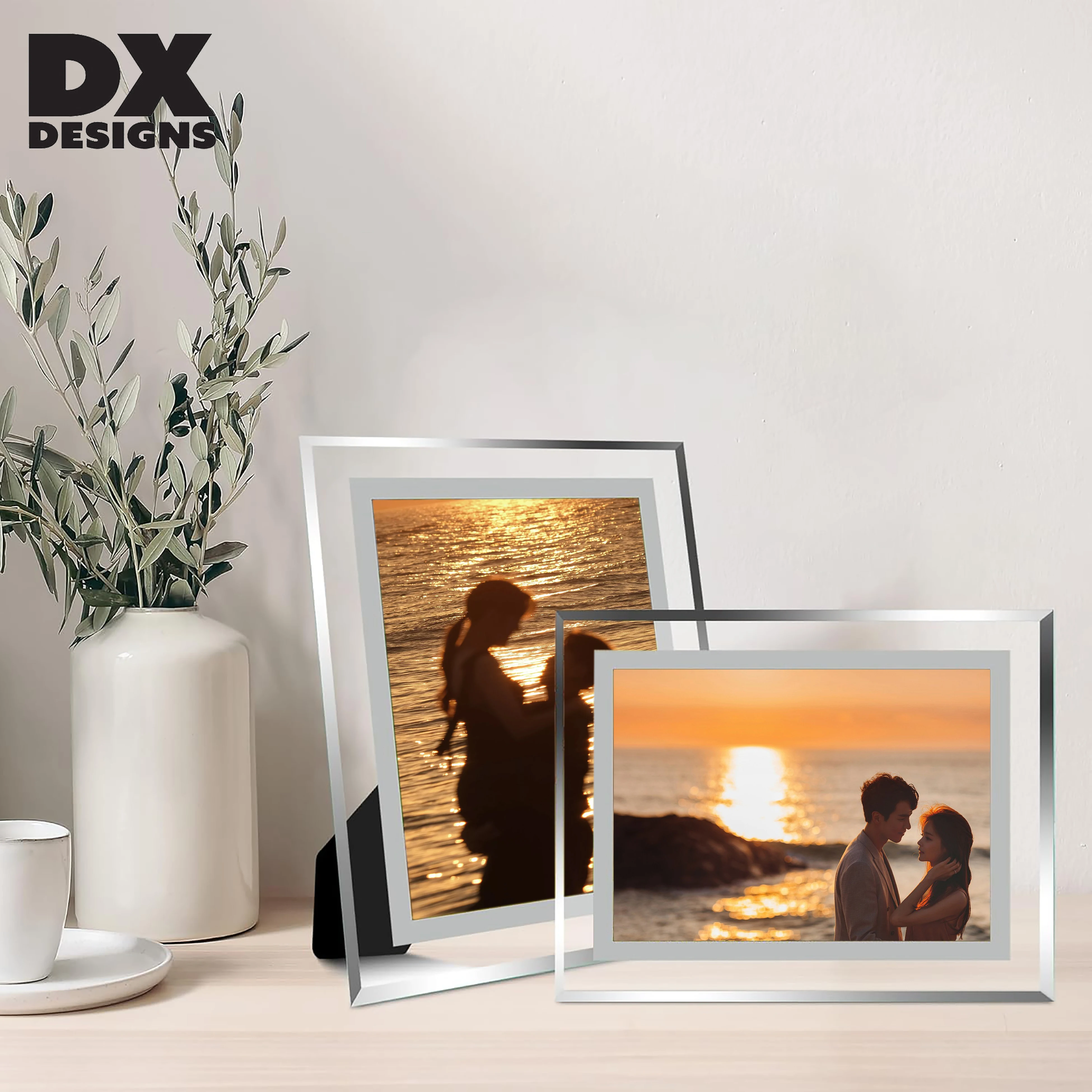 customized crystal glass gold photo frame 4x6 5x7 8x10 Picture Frame Glass for Tabletop Display Vertical or Horizontal