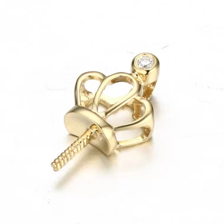 14K 18K Natural pearl Pendant jewelry Natural gold pearl pendant with small crown in Japan and South Korea