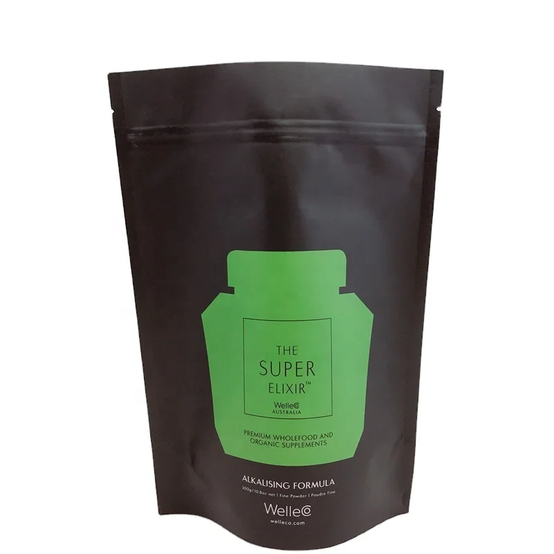 Eco Friendly Black Kraft Paper Stand Up Empty Disposable Tea Bags