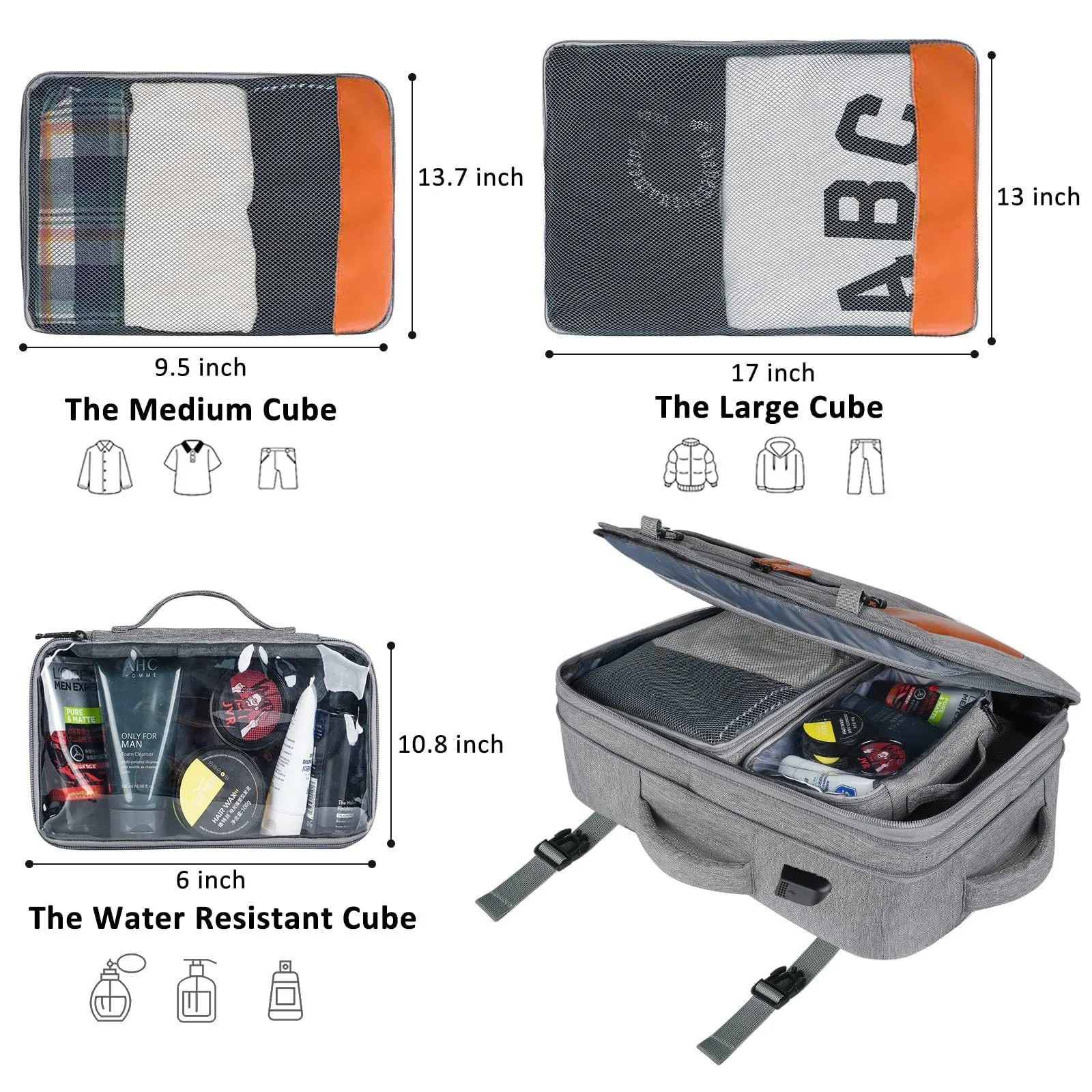 2024 новый большой вместимости водонепроницаемый рюкзак для ноутбука с 4 кубиками мужчин и женщин