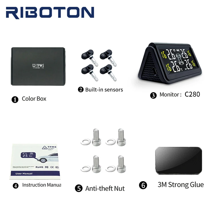 Car wireless solar power tpms tire pressure monitoring system