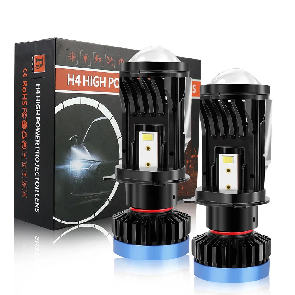 P6 High Low Beam H4 laser headlight 65 watts High Power 1.5 inch Bi led projector headlights 12V 6000K White H4 led headlight