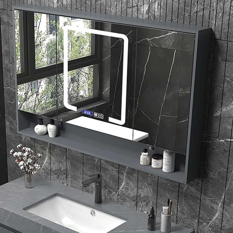 Building House Furniture Wall Mounted Bathroom Sink Cabinet Led Mirror Drawers solid wood Bathroom Cabinet with Vanity