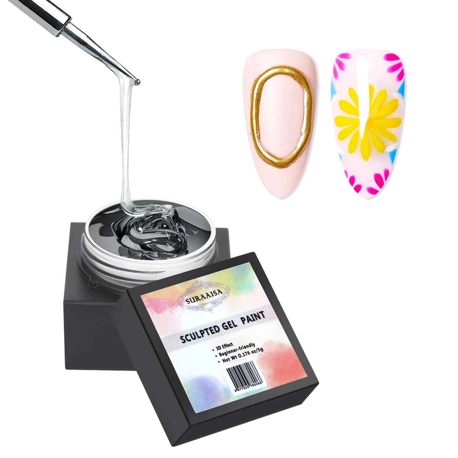 3D Painting Gel Polish Clear for Nails Art Chrome Nail Powder Micro 3D Sculpting Gel for Nail Art at Home & Salon DIY Designs