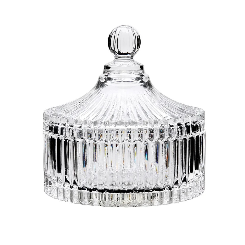 Round Small Glass Container Candy Kitchen Glassware Food Glass Jar With Lid For Catering Restaurant Hotel gift