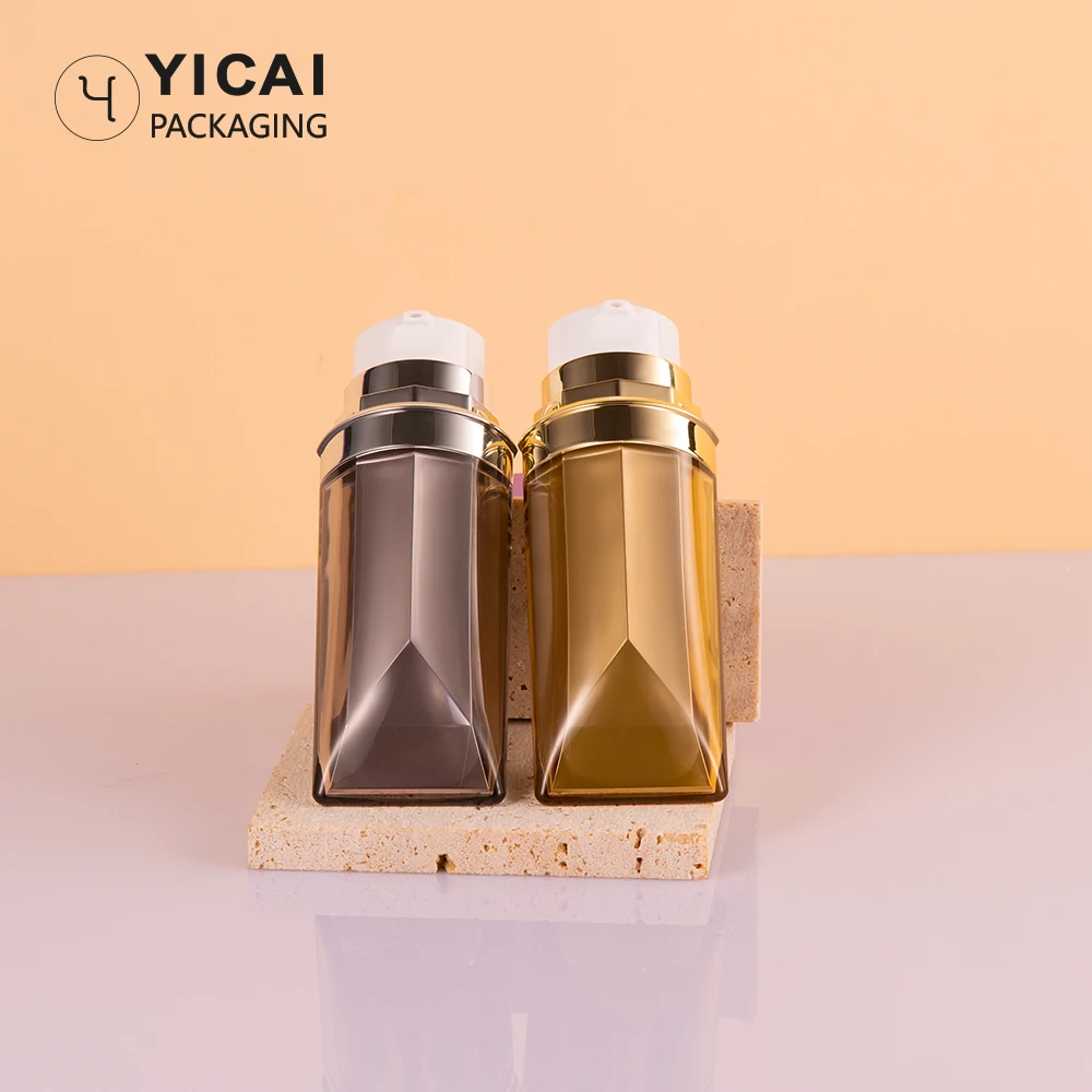 New design Oval shape 38ml 40ml 45ml silver Acrylic double wall cosmetic sunscreen lotion cream bottle with tube