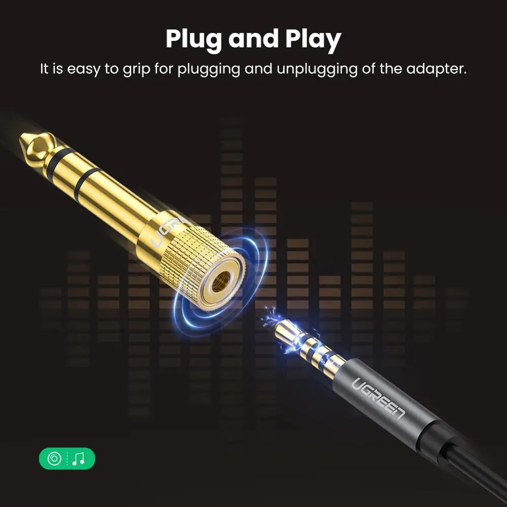 Ugreen Jack 3.5 Speaker Connector 6.35mm Male To 3.5mm Female Audio Connector 3.5 Jack Aux Cable For Speaker Guitar Jack 6.35