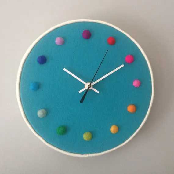 Custom Size Round Circular Felt Dial Face Wall Clock No Glass Panel Whisper Quiet Non-Ticking Quartz Clock Lightweight Clock