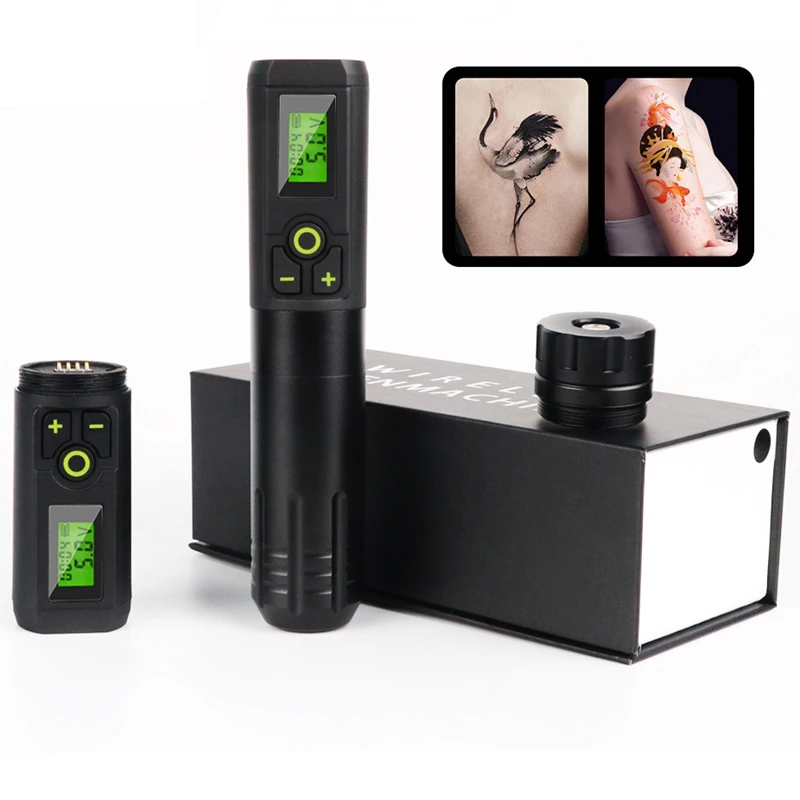 Tattoo Machine Pen Kis Wireless Motor Grips Pen Type Rotary Tattoo Supplies Lithium LCD 2000mah Hello PMU Microblading