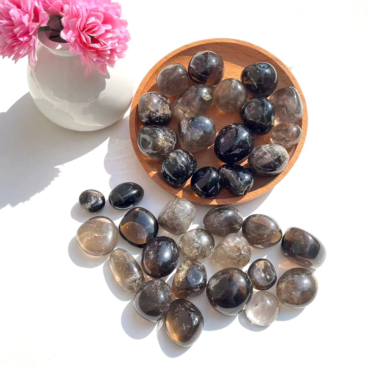 Bulk wholesale 500g natural amethyst citrine quartz rolling stone crystals healing stones gemstone tumbled stones