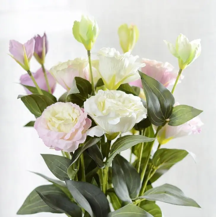 Lusiaflower Factory price Artificial Flowers 3 heads Platycodon silk eustoma for wedding home decor