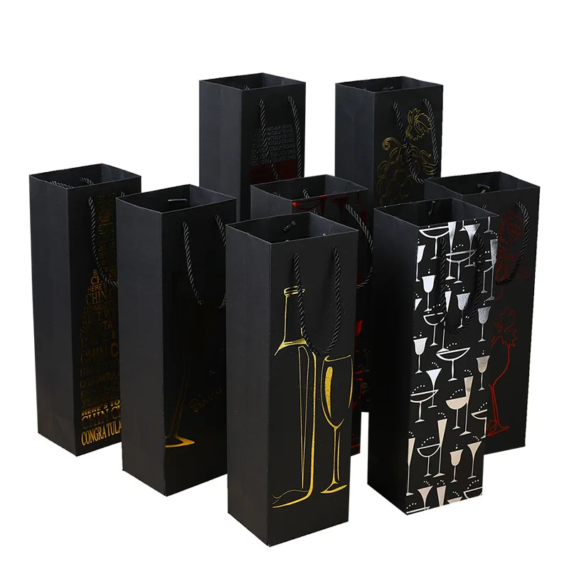Wholesale printed wine bags wine bottle gift packaging paper bag