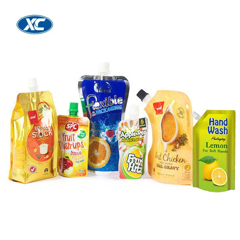 Heat Sealing Beverage Pouch Bottle Shape 100Ml Special Packaging Packing Machine Liquids Fruit Bags Stand Up Pouches For Juice