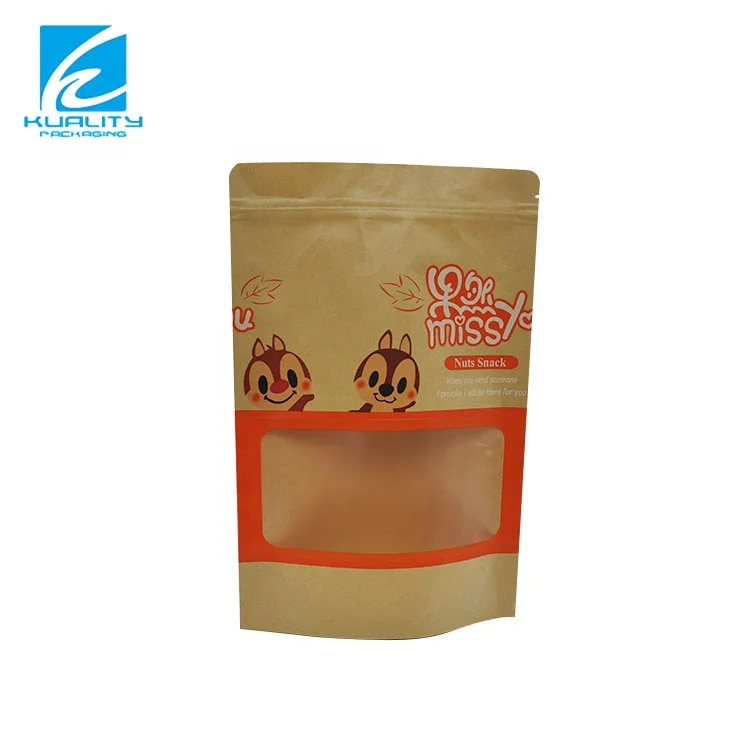 Custom Coffee Bean Bag Stand Up Zipper Pouch Kraft Coffee Paper Bag