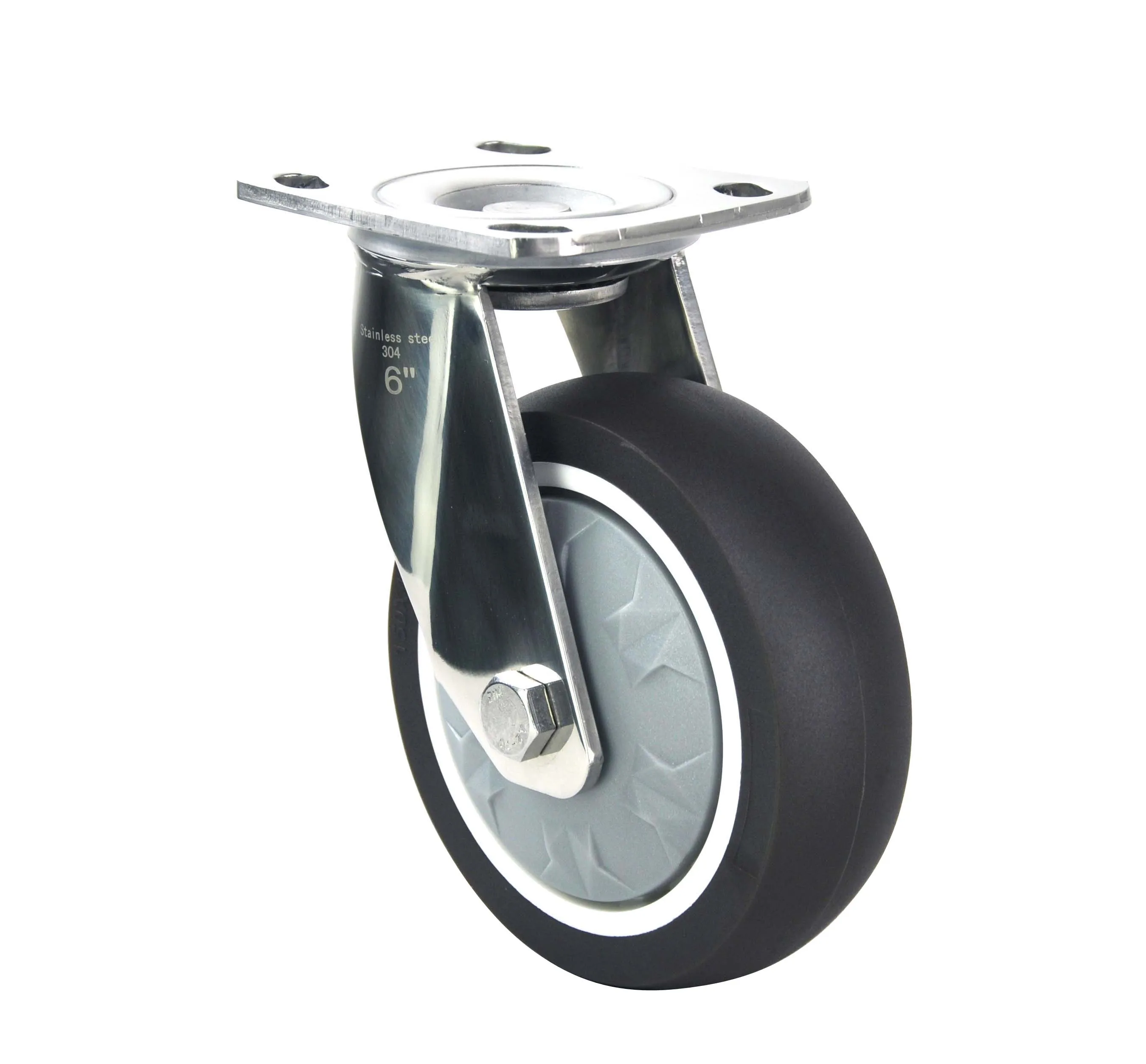 
Source factory products 6X2 Swivel Mute Double ball bearing Heavy duty 304 stainless steel TPR caster wheel 
