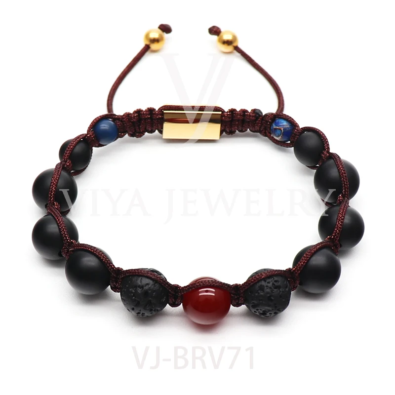 Elegant 8mm Red Green Yellow Blue Tiger Eye Charm Bracelet Black Natural Stone Beads Bracelet