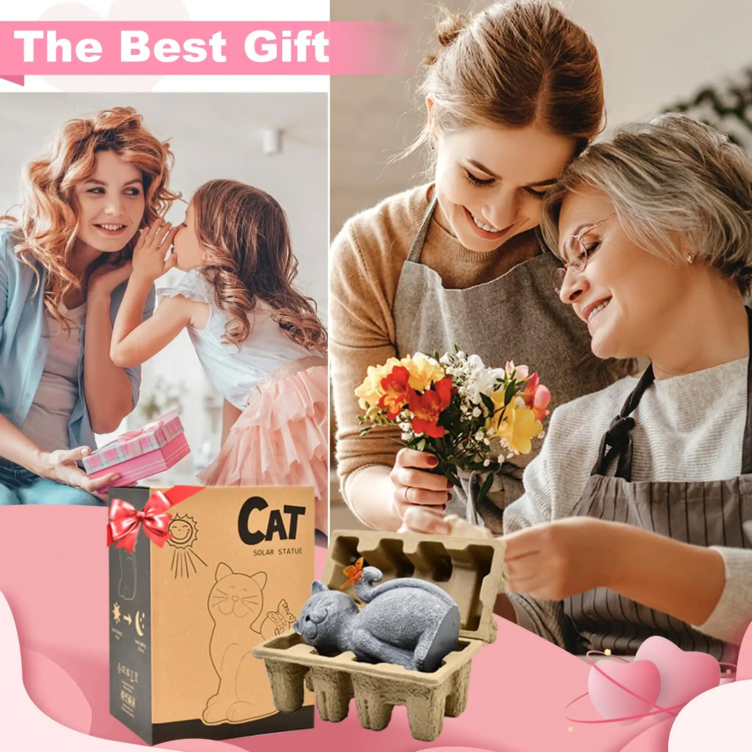 Garden decoration Outdoor cat solar light Statue Resin Craft led cat Figurine statue