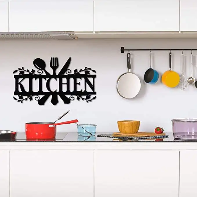 Personalized Black Powder Coated Iron Decorative Pendant Metal Wall Hanging Design Kitchen Decor