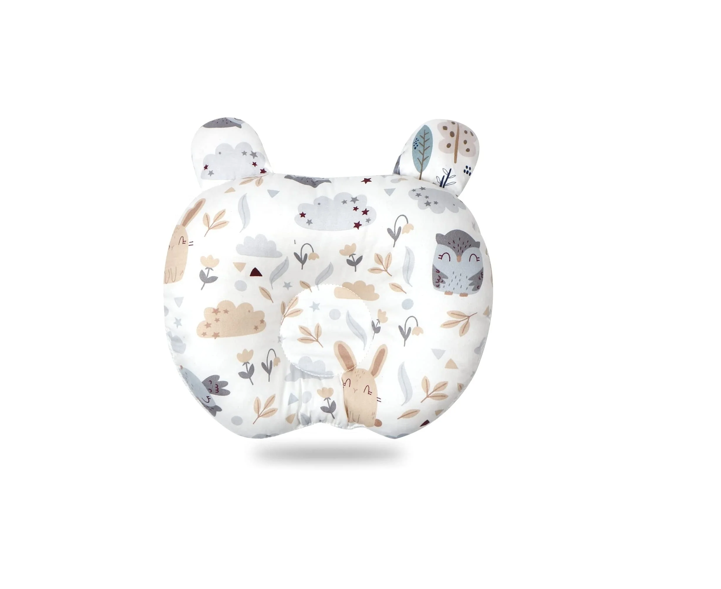 Newborn Baby Pillow Animal Pattern Bear Shape Bamboo Cotton Fabric Pillow