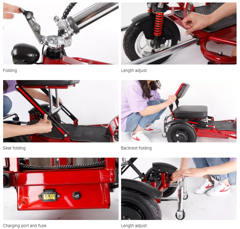Factory light motorized scooter 3-wheel manual disabled electric tricycle