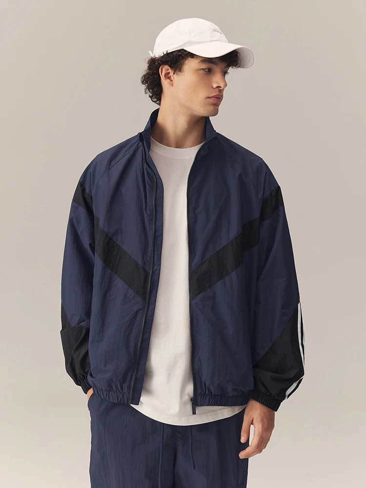 Custom Print Spring Summer Color Block 100% Nylon Windbreaker Jackets Unisex