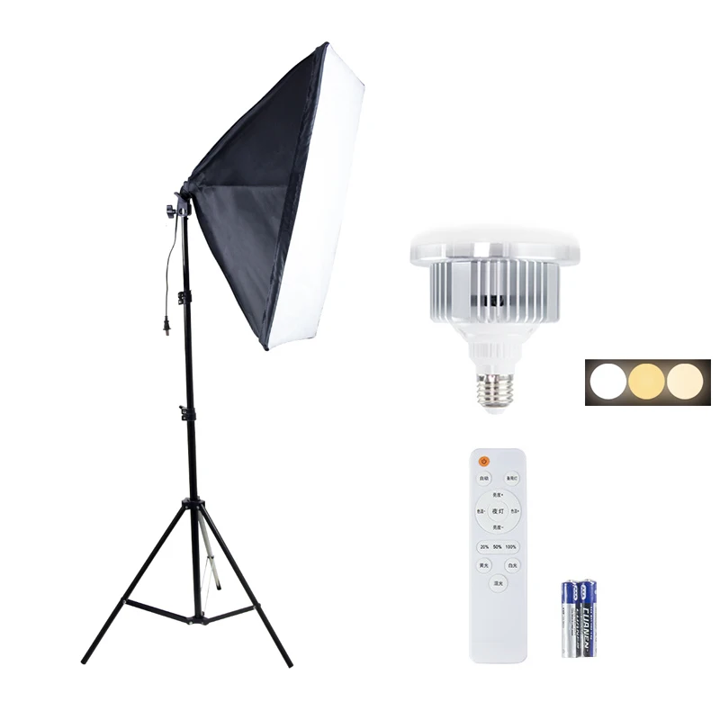 2pcs E27 Socket Bulb Photo Portraits Shooting Box Softbox Photography Lighting Kit Continuous Lighting System Studio Equipment