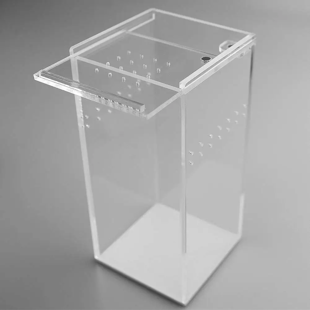 Acrylic Reptile Terrarium Magnetic Full View Acrylic Reptile Tank Breeding Box Enclosure Reptile Feeding Case
