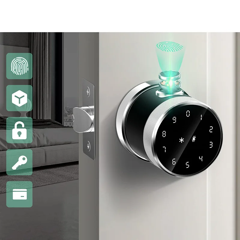 Tuya Smart Room Door Lock with Key Diary Fingerprint Management Hotel Bovos entry door Tubular Ball Knob Lock