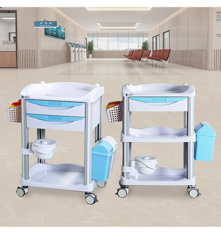 Economy mobile ABS ambulance Hospital emergency trolley with drawer emergency medicine treatment trolley