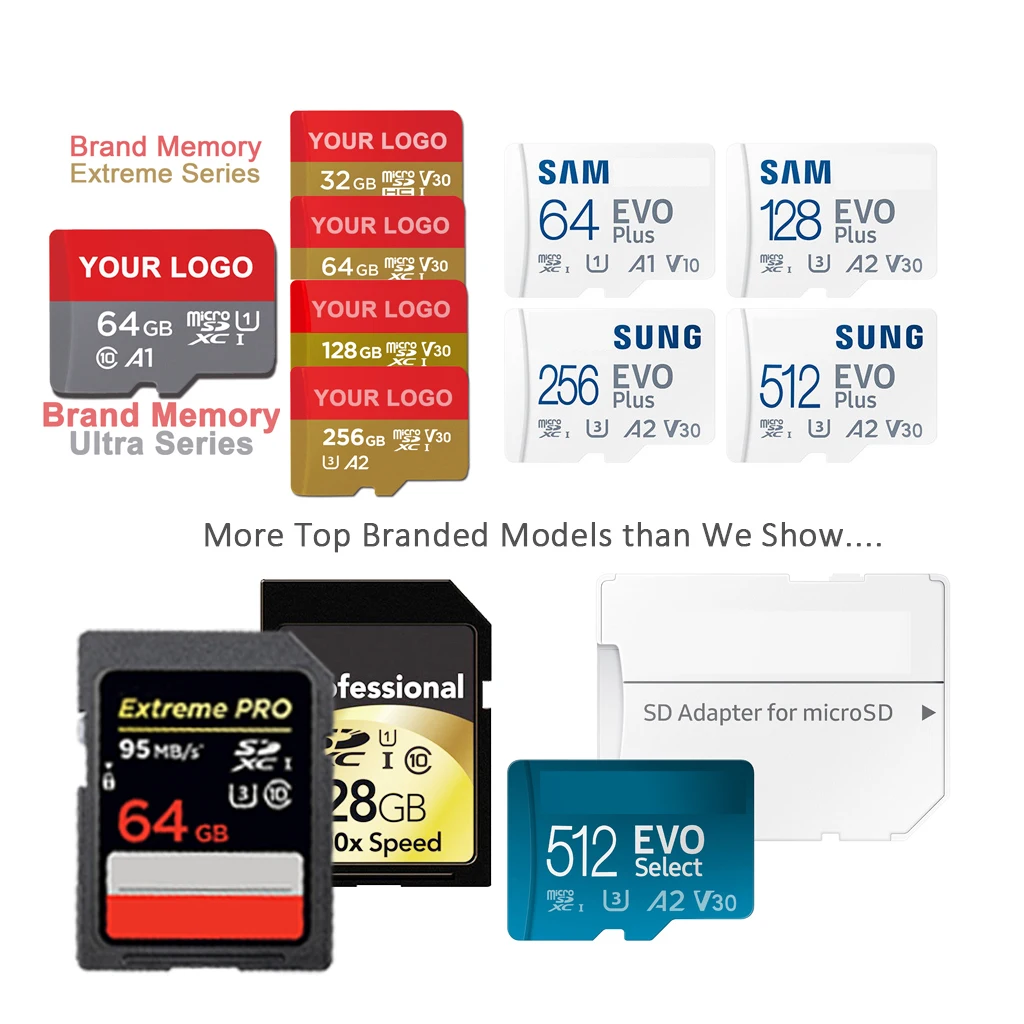 Real Capacity 64Gb 128Gb SD Card Manufacturer Cheap Price 16/32/128/512GB Card for Sandisk Adapter for Samsung Camera
