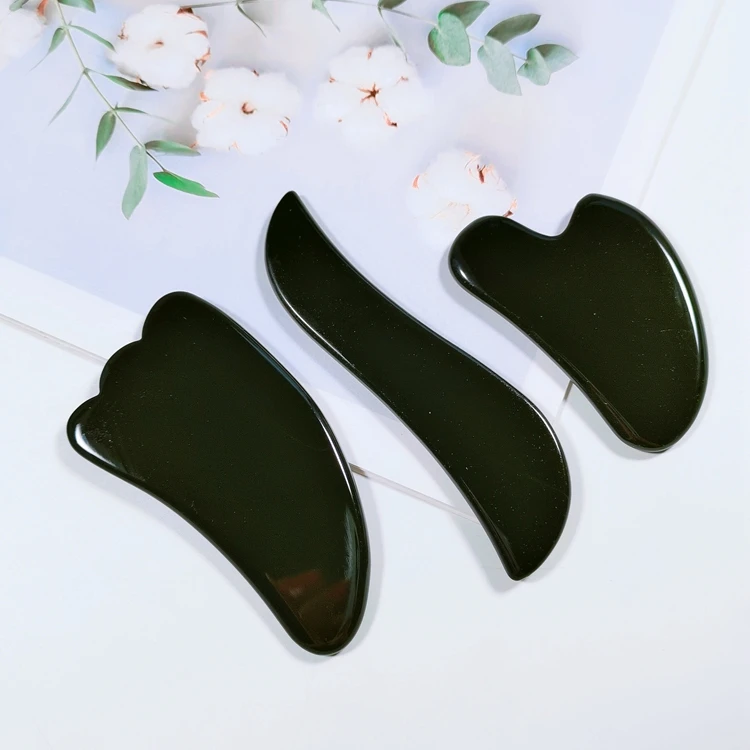 Natural Dalmatian Jasper Body Facial Gua Sha Claw Shape Massage Tools Slimming Board