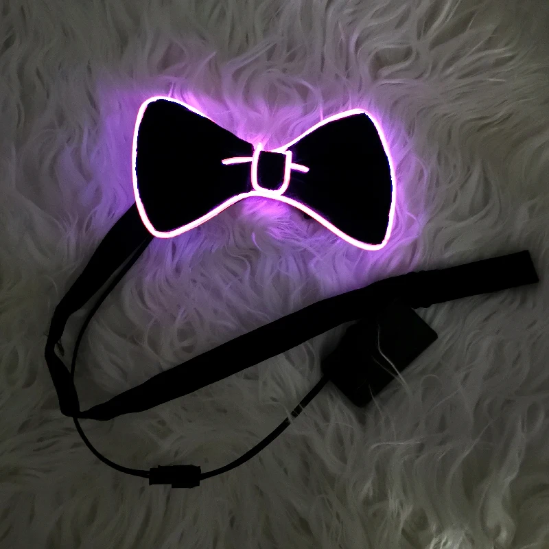 Wholesale Hight Quality Light Up Pink Bow Tie, Glowing EL Wire